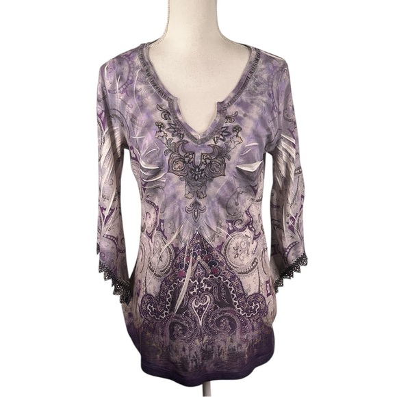 ONE WORLD Tops - One World Y2K Purple Boho Tie Dye Fairy Goth Grunge Whimsigoth Top Size Medium
